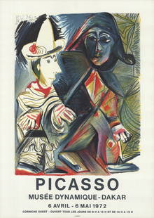 Pablo Picasso - Dakar - 1972 Lithograph 30" x 21": "Dakar" by Pablo Picasso, 1972 Unsigned Lithograph. Paper size is 30 x 21 inches, with an image size of 22.25 x 17 inches. The Lithograph is from an edition size of 800 and is not framed. The conditio