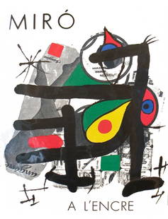Joan Miro A L'encre - 1972 Book 14" x 10.5": "Joan Miro A L'encre" by Joan Miro, 1972 Unsigned Book. Paper size is 14 x 10.5 inches, with an image size of 14 x 10.5 inches. The Book is from an edition size of 5000 and is not framed. The conditio