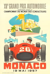Jean Ramel - Monaco Grand Prix 1957 - 1985 Lithograph 39.5" x 27"