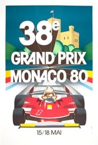 J. Grognet - Monaco Grand Prix 1980 - 1980 Lithograph 39.5" x 26.75"