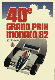 J. Grognet - Monaco Grand Prix 1982 - 1982 Lithograph 39.25" x 25.75"