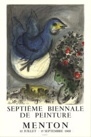 Marc Chagall - The Bluebird (L'Oiseau Bleu) - 1968 Lithograph 30" x 20"
