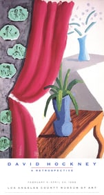 David Hockney - Still Life with Magenta Curtain - 1988 Offset Lithograph 38.5" x 20.75"