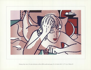 Roy Lichtenstein - Thinking Nude, State I - 1997 Offset Lithograph 8.5" x 11"