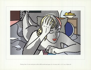 Roy Lichtenstein - Thinkng Nude - 1997 Offset Lithograph 8.5" x 11"