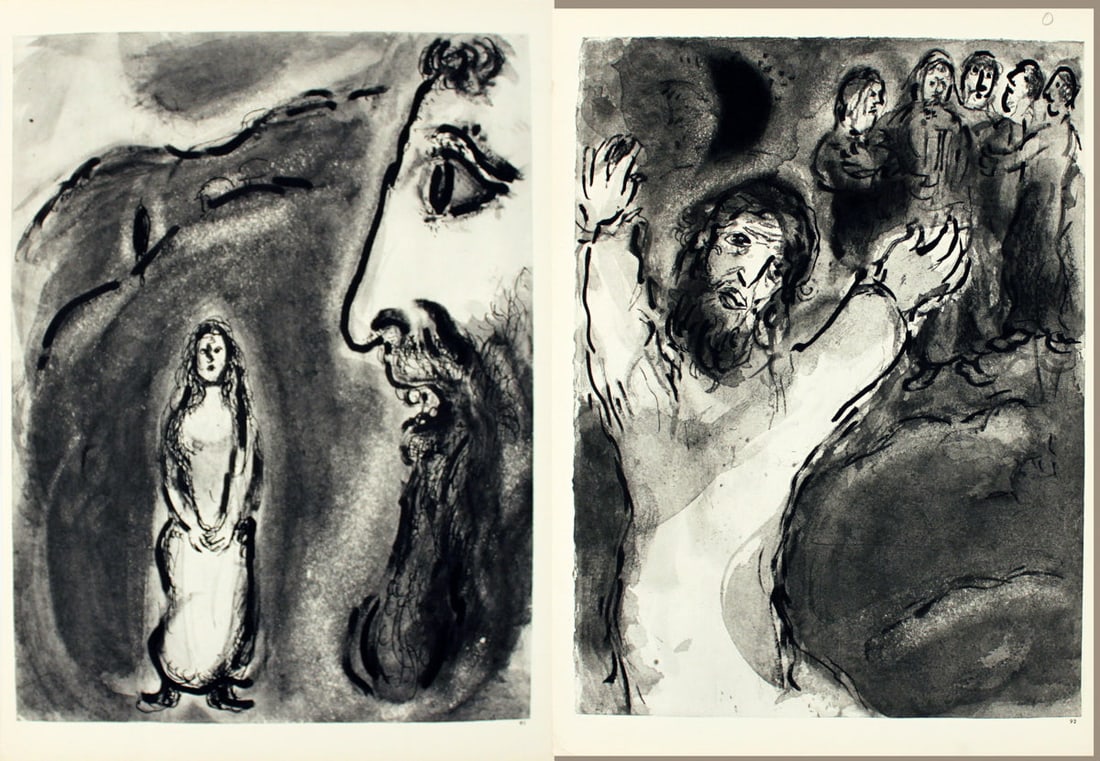 Marc Chagall -Bible Scenes  - 1960 Offset Lithograph 14" x 10.25"
