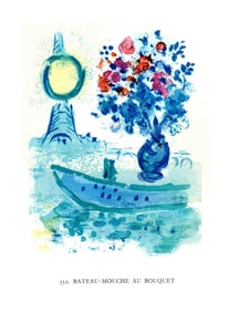 Marc Chagall - Bateau-Mouche au Bouquet - 1963 Offset Lithograph 12.5" x 9.75"