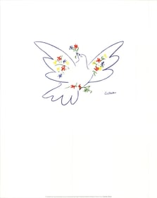 Pablo Picasso - Dove with Flowers - 1998 Offset Lithograph 19.5" x 15.75"