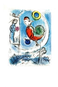 Marc Chagall - Le Coq sur Paris - 1963 Offset Lithograph 12.5" x 9.75"