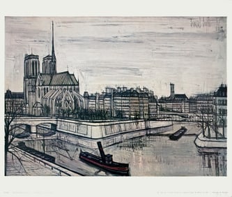 Bernard Buffet - Paris, La Cite - 1961 Offset Lithograph 9.5" x 11.5"