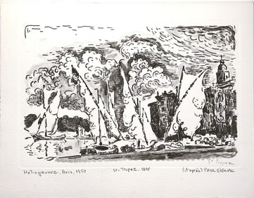 Paul Signac - St Tropez (1895) - 1950 Heliogravure 9.25" x 12.25"