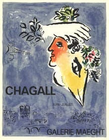 Marc Chagall - The Blue Sky - 1964 Lithograph 27.75" x 21.5"