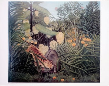 Henri Rousseau - The Jungle, Tiger Attacking a Buffalo - 1981 Offset Lithograph 22.5" x 28.5"
