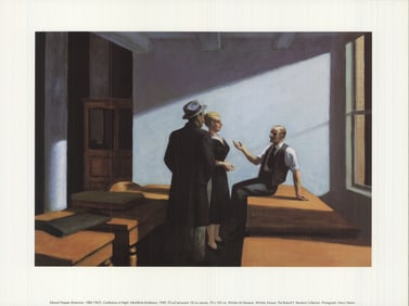 Edward Hopper - Conference at Night - 1993 Offset Lithograph 12" x 15.75"