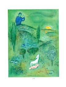 Marc Chagall - Decouverte de Daphins par Lamon - 1963 Offset Lithograph 12.5" x 9.75"