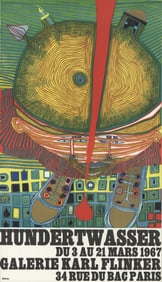 Friedensreich Hundertwasser - Galerie Karl Flinker - 1967 Lithograph 25.5" x 14.75"