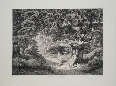 Eugene Blery - Le Charlemagne (Foret de Fontainblue) - 1991 Etching 22.25" x 29.75"