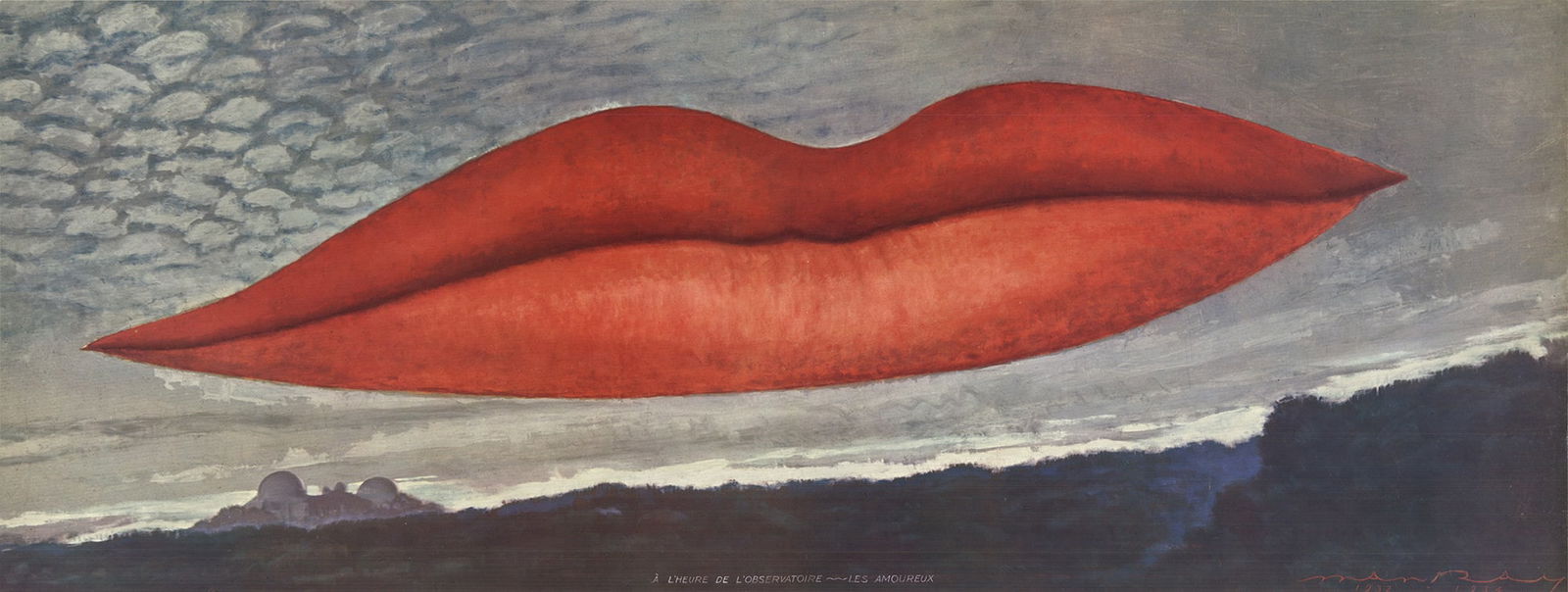 Man Ray - Lips (No Text) - 1966 Offset Lithograph 14" x 37": "Lips (No Text)" by Man Ray, 1966 Unsigned Offset Lithograph. Paper size is 14 x 37 inches, with an image size of 14 x 37 inches. The Offset Lithograph is from an unknown edition size. and is not fram
