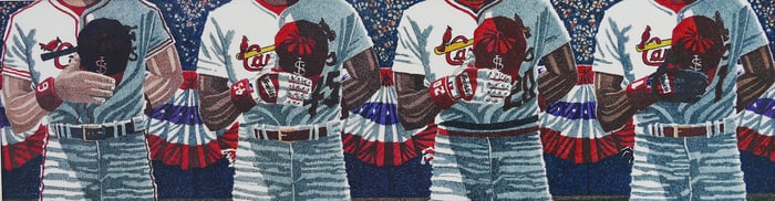 Dwight Baird - Redbirds of a Feather (No Text) - 1997 Watercolor - SIGNED 4.5" x 16"