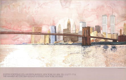 David Lingwood - Brooklyn Bridge - 1983 Offset Lithograph 25.5" x 80"