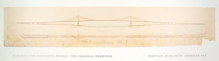 William Hildenbrand - Building The Brooklyn Bridge - 1976 Offset Lithograph 16.25" x 59"