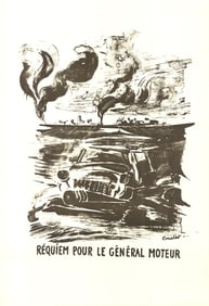 Artist Unknown - Requiem for General Moteurr - 1968 Lithograph 22.5" x 15.5"