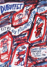 Jean Dubuffet - Sites aux Figurines Psycho-sites - Offset Lithograph 28.25" x 20"