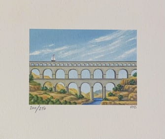 Fanny Brennan - Aqueduct - 1992 Lithograph - SIGNED 6" x 7"