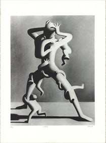 Mark Kostabi - Climbing - 1988 Lithograph - SIGNED 30" x 22"