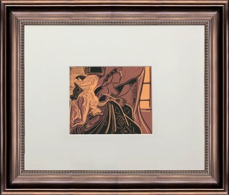 Pablo Picasso - Deux Femmes Pres de la Fenetre - 1971 Linocut 7.75" x 9.5"