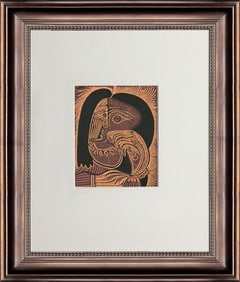 Pablo Picasso - Femme au Collier - 1971 Linocut 9.5" x 8"