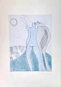 Notaro - Figure and Horse - 1979 Etching - SIGNED 19.5" x 13.5"