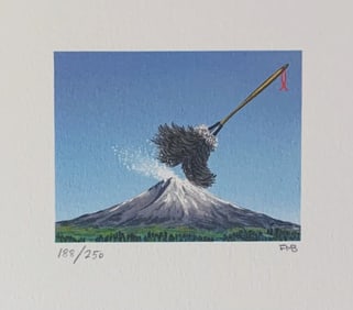 Fanny Brennan - Fuji Under Siege - 1992 Lithograph - SIGNED 6" x 7"