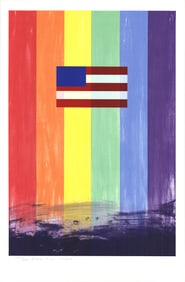 Ross Bleckner - Gay Flag - 1993 Serigraph - SIGNED 38" x 25"