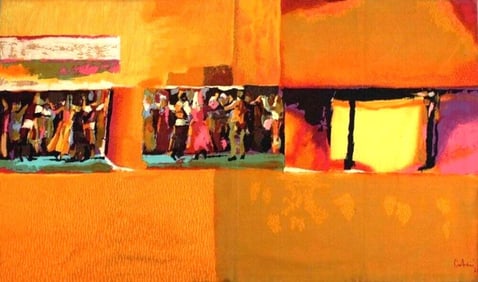 Nicola Simbari - Le Violon sur le toit - Fiddler on the Roof - 1971 Serigraph - SIGNED 40" x 80"