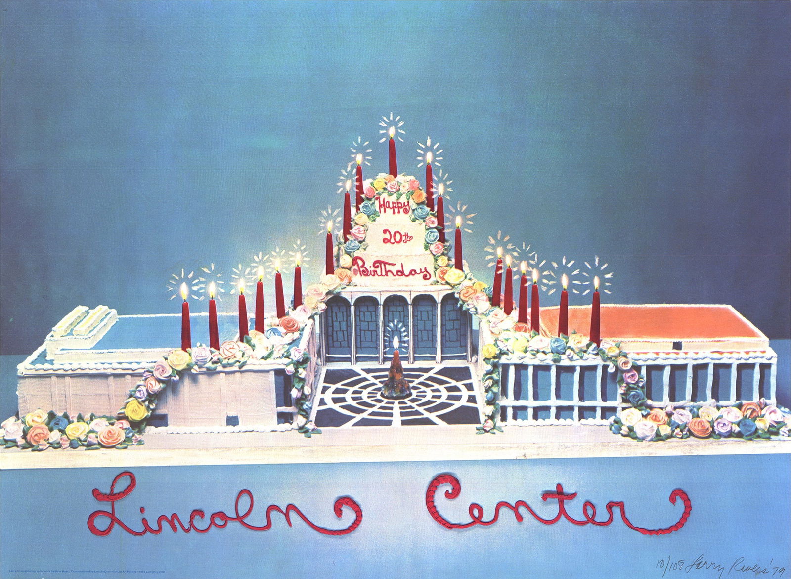 Larry Rivers - Lincoln Center 20th Anniversary - 1979 Offset Lithograph - SIGNED 26" x 35.5": "Lincoln Center 20th Anniversary" by Larry Rivers, 1979 Signed Offset Lithograph. Paper size is 26 x 35.5 inches, with an image size of 26 x 35.5 inches. The Offset Lithograph is from an edition size