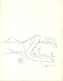 Ben Shahn - Of Light, White Sleeping Women in Childbed from the Rike Portfolio - 1968 Lithograph