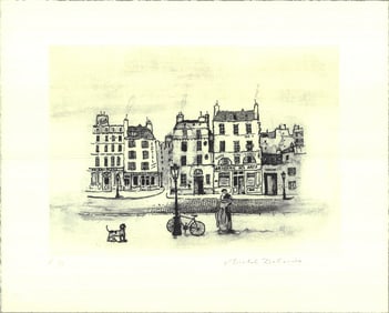 Michel Delacroix - Paris IV - 1985 Offset Lithograph - SIGNED 15" x 18.5"