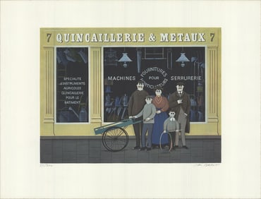 Jan Balet - Quincaillerie & Metaux - 1985 Lithograph - SIGNED 19.75" x 25.5"