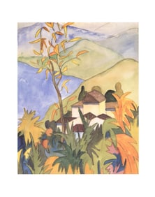 Herman Hesse - Village Above the Lake - 1999 Offset Lithograph 28" x 22"