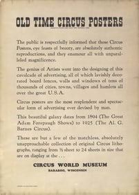 Artist Unknown - Circus World Museum - 1960 Offset Lithograph 19" x 13.5"