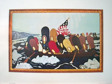 Jim Evans - Crossing the Delaware - 1970 Offset Lithograph 21.5" x 29"