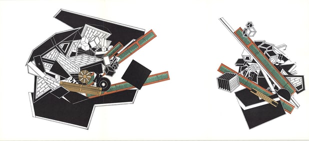 Alain Le Yaouanc - DLM No. 176 Pages 10,11,12 - 1969 Lithograph 15" x 32.25"