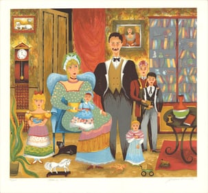Lee Dubin - Family Portrait - 1985 Lithograph - SIGNED 22.5" x 24.25"