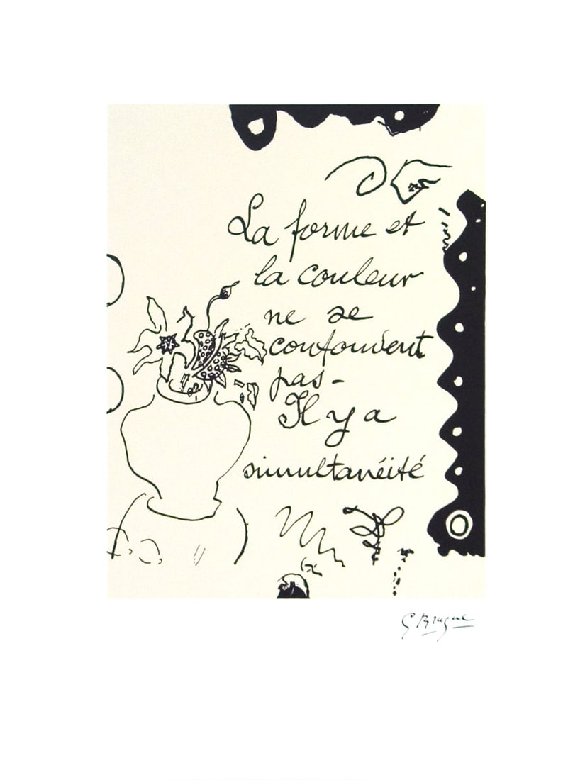 Georges Braque - La Forme - 1993 Offset Lithograph 23.5" x 17.75": "La Forme" by Georges Braque, 1993 Unsigned Offset Lithograph. Paper size is 23.5 x 17.75 inches, with an image size of 15 x 11.5 inches. The Offset Lithograph is from an edition size of 1000 and is n