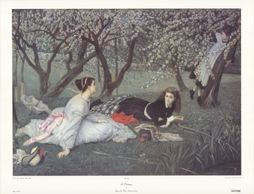 James J. Tissot - Le Printemps - 1990 Offset Lithograph 25.75" x 33.25"