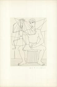 Paul Vanier Beaulieu - Man with Puppet - 1950 Offset Lithograph 16.75" x 11"