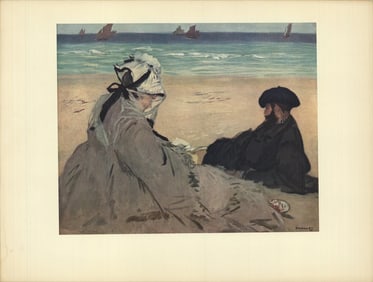Edouard Manet - On the Beach - 1953 Offset Lithograph 14.5" x 11"