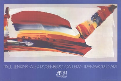 Paul Jenkins - Phenomena Vermillion Baraka - 1980 Offset Lithograph 21.5" x 32"