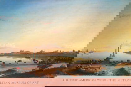 Fitz Henry Lane - Stage Fort Across Gloucester Harbor - 1986 Offset Lithograph 28" x 42"